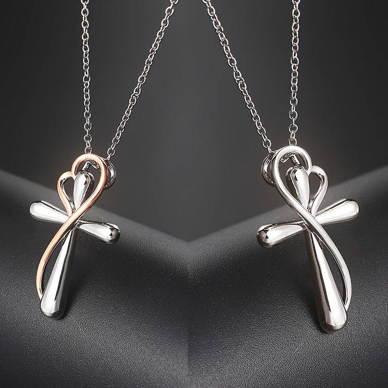 Eternal Collection Heart-shaped Cross Necklace For Women