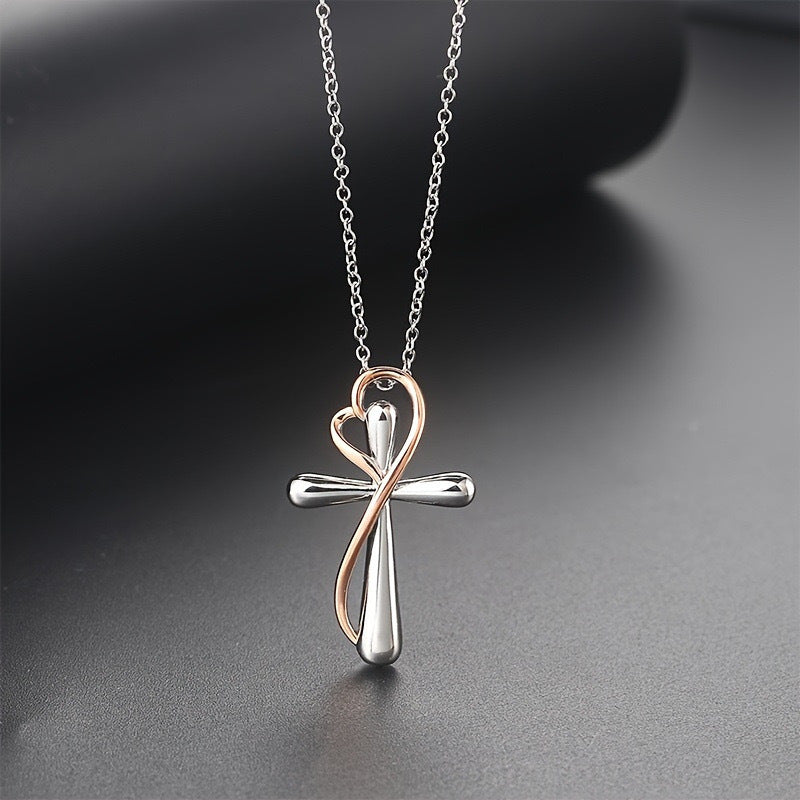 Eternal Collection Heart-shaped Cross Necklace For Women