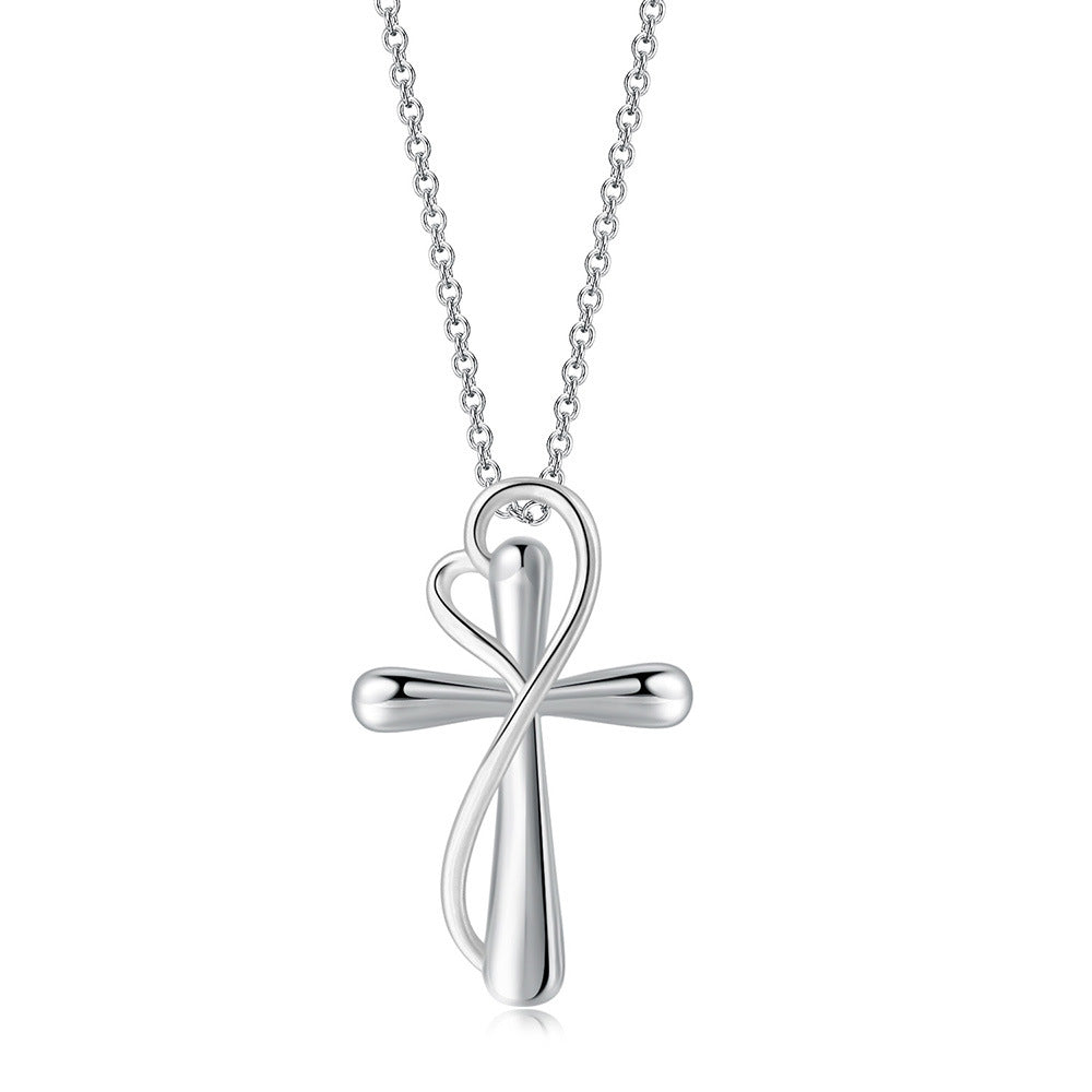 Eternal Collection Heart-shaped Cross Necklace For Women
